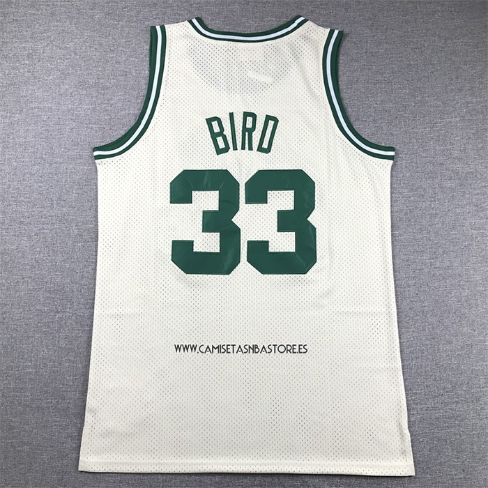 Larry Bird NO 33 Camiseta Boston Celtics Mitchell & Ness Chainstitch Crema